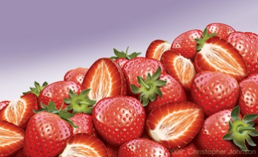 Illustration of a mound of strawberries. Digital artwork by Christopher Johnson.